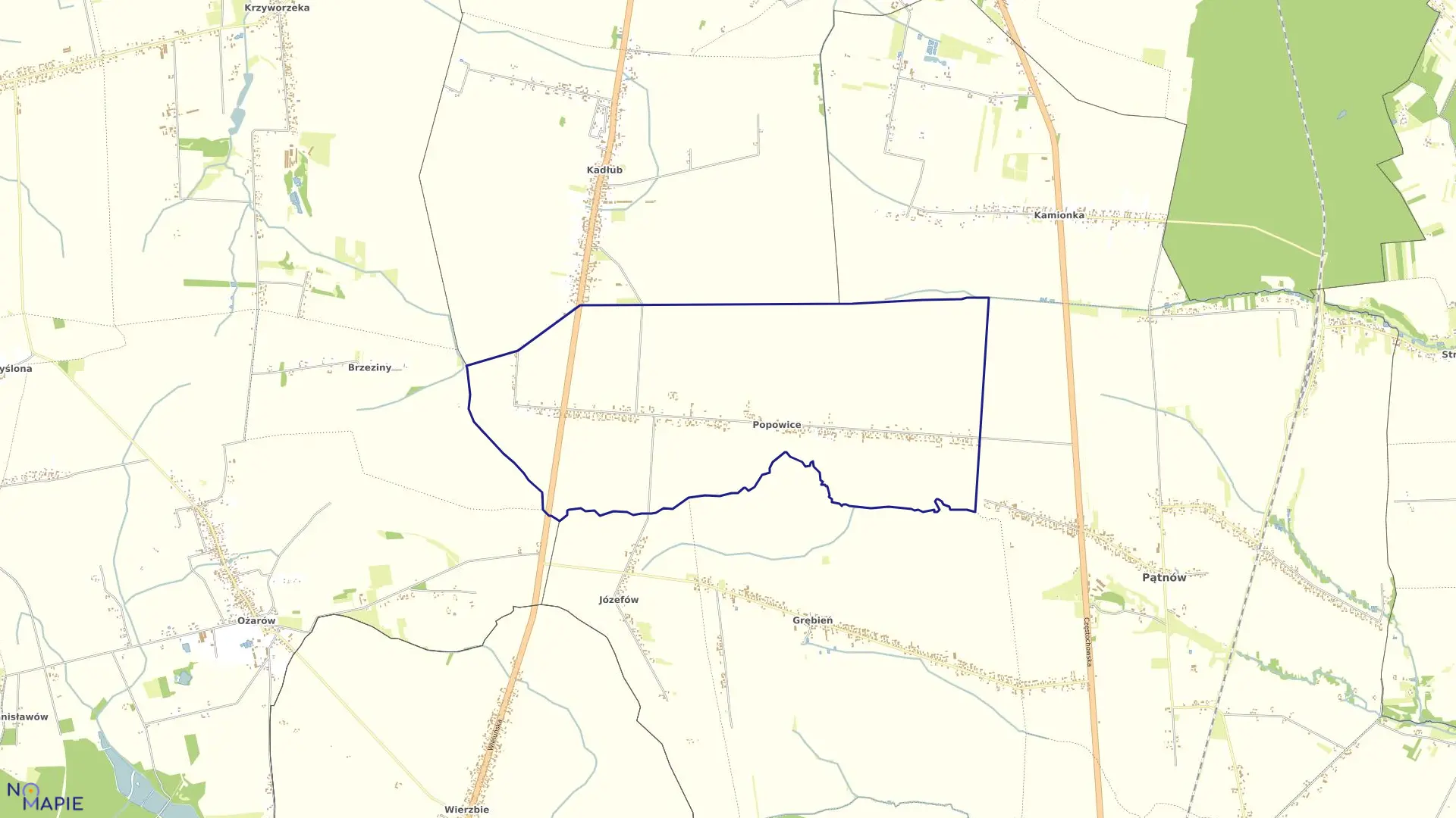 Mapa obrębu POPOWICE w gminie Pątnów