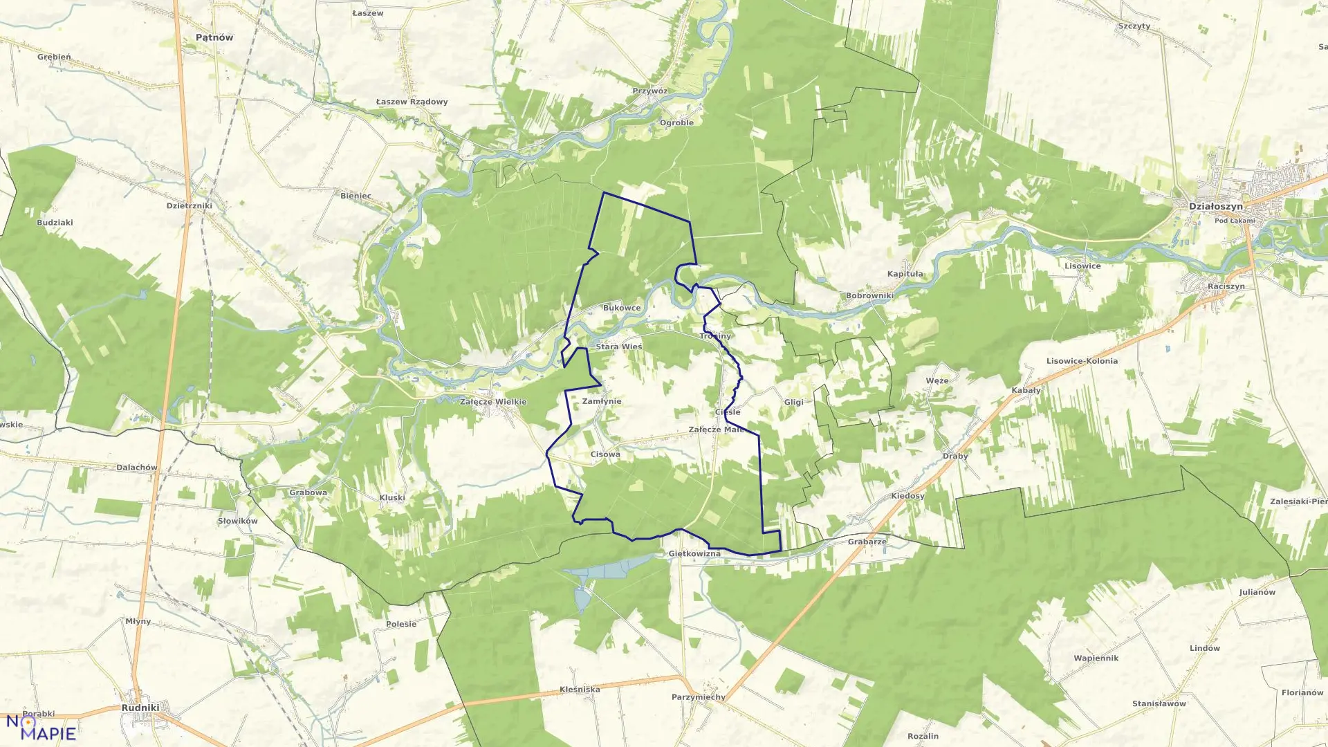 Mapa obrębu ZAŁĘCZE MAŁE w gminie Pątnów